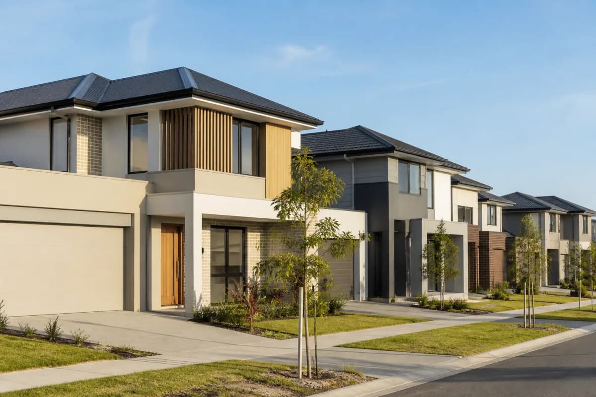 Contemporary volume-built homes in an Australian residential neighbourhood
