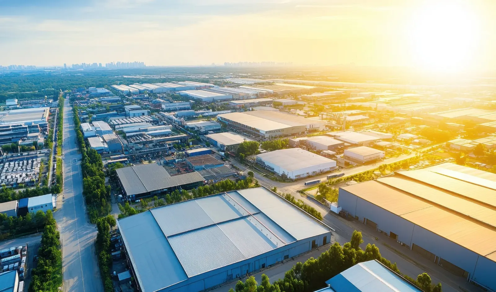 Aerial view of a large industrial precinct