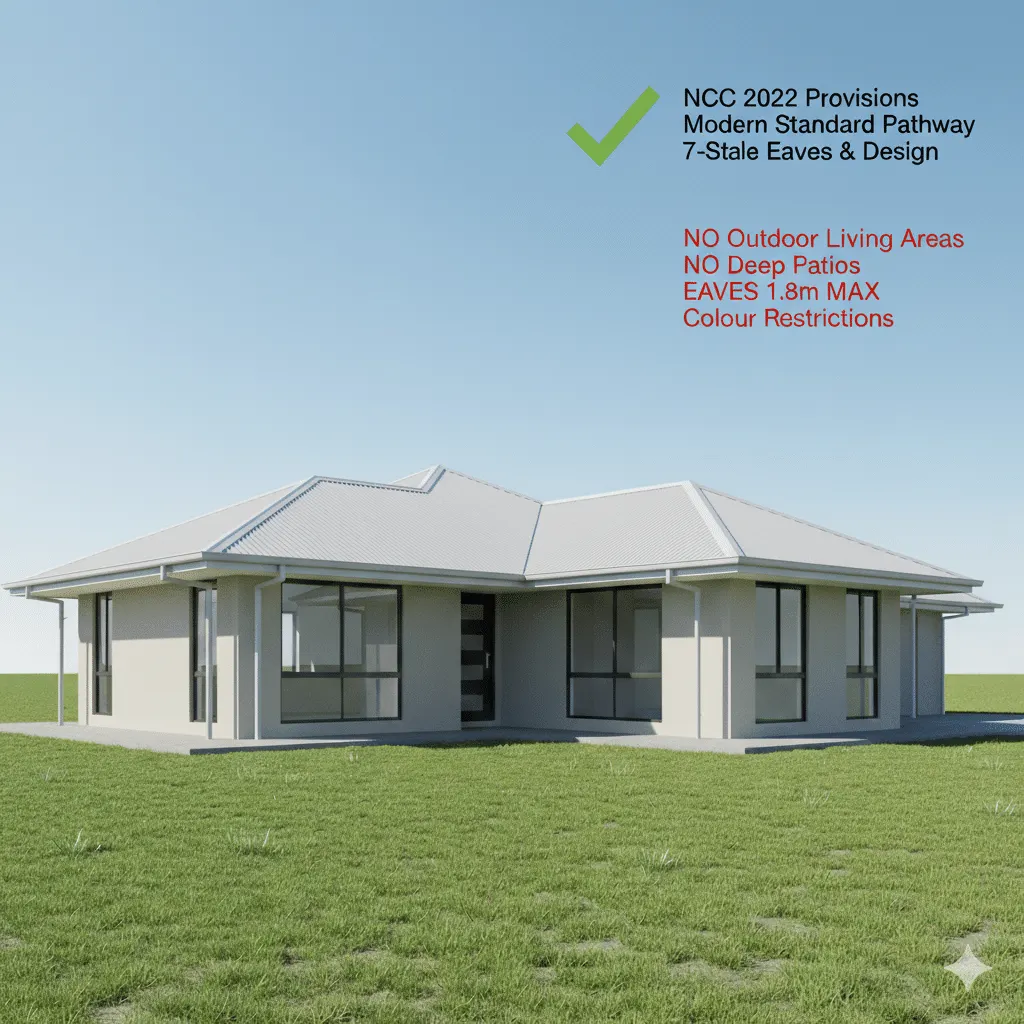 Illustration of the Modern Standard Pathway with restrictions on outdoor areas, patios, eaves and colours