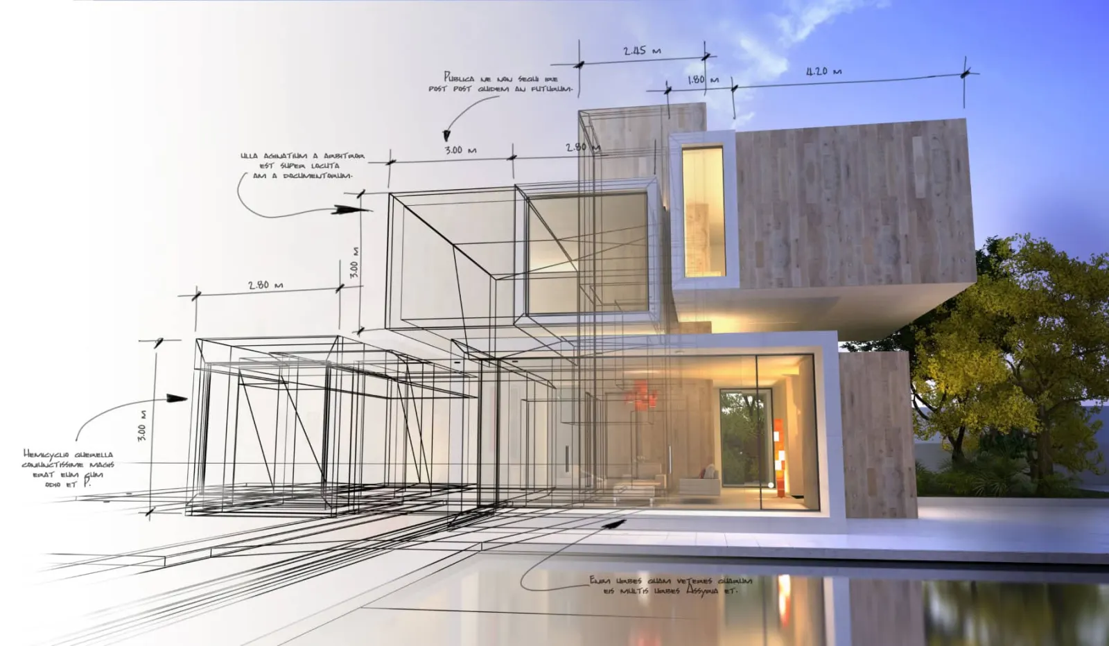 house with architectural drawings