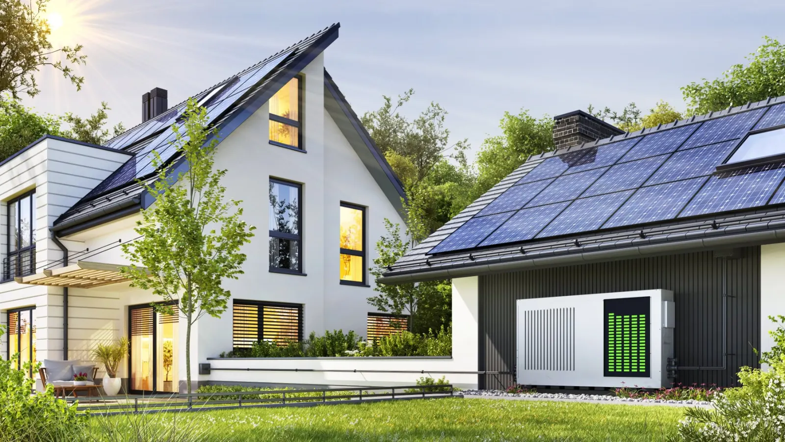 home with solar and batteries