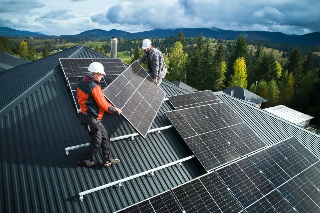 solar panels being installed on roof