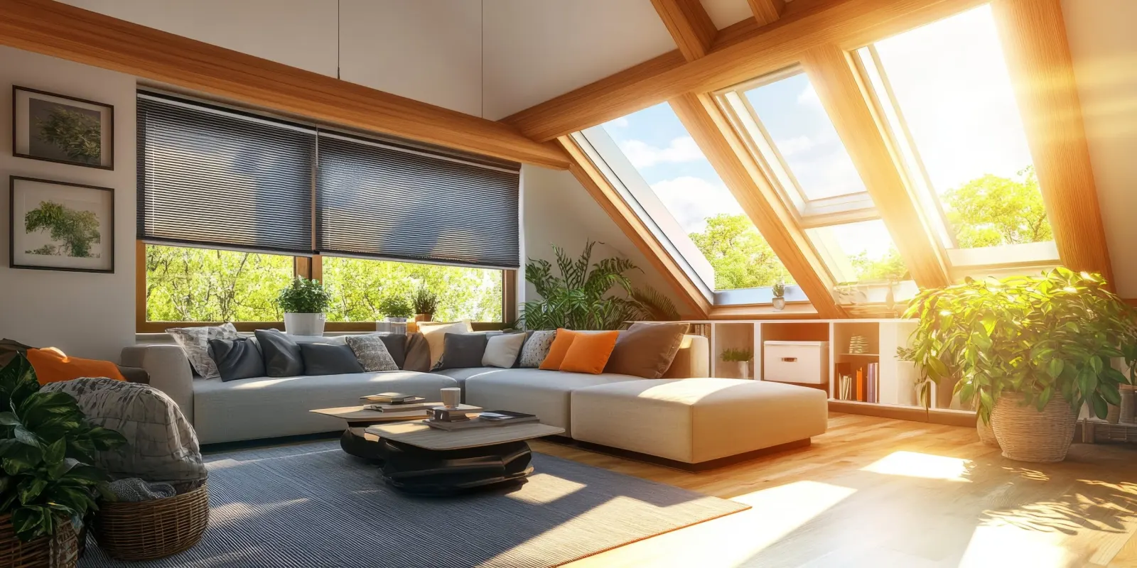 Sunny attic space large windows